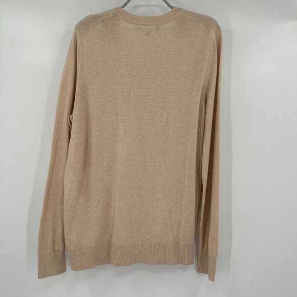 Quince Women’s Lightweight Heather Oatmeal Cotton Cashmere V-Neck Sweater sz XS - Picture 3 of 3